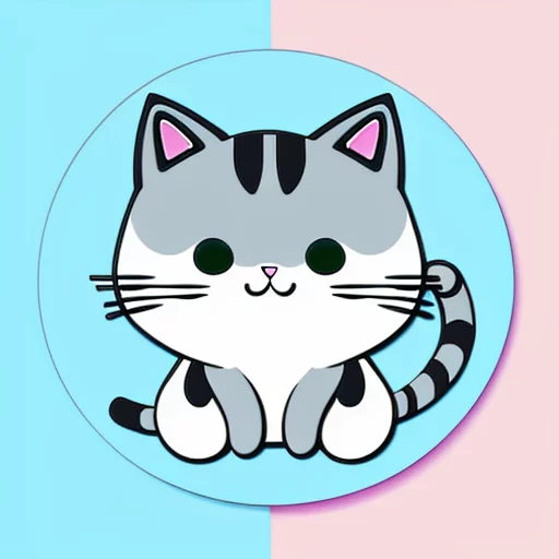 6619210000-Die-cut sticker, Cute kawaii cat character sticker, white background, illustration minimalism, vector, pastel colors.webp